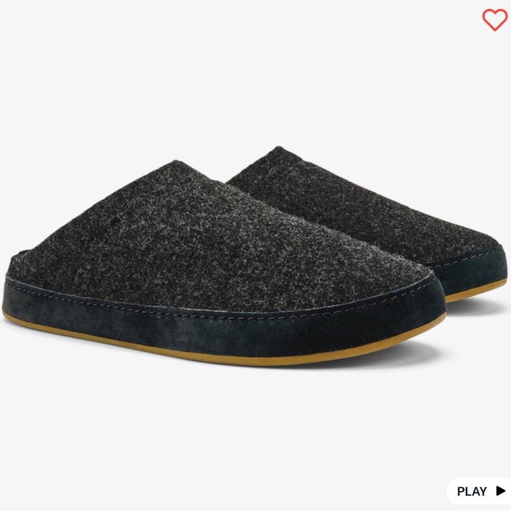 Olukai Hāmani Hulu Men’s Wool Mule Slippers Dark Shadow 12 House Shoe